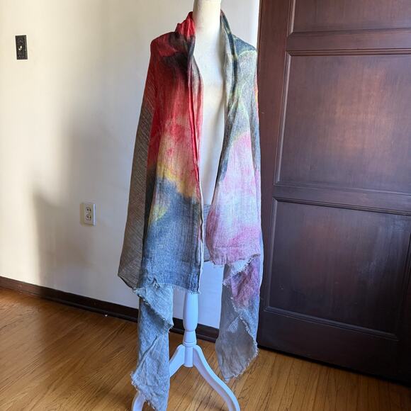 MARTYN THOMPSON | OOAK Linen Hand Dyed Scarf Shawl Wrap - Picture 6 of 9
